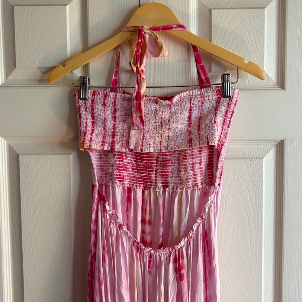 ASA KAFTANS Venice Abbott Kinney Pink Tie-Dye Halter Maxi Dress - Picture 10 of 13